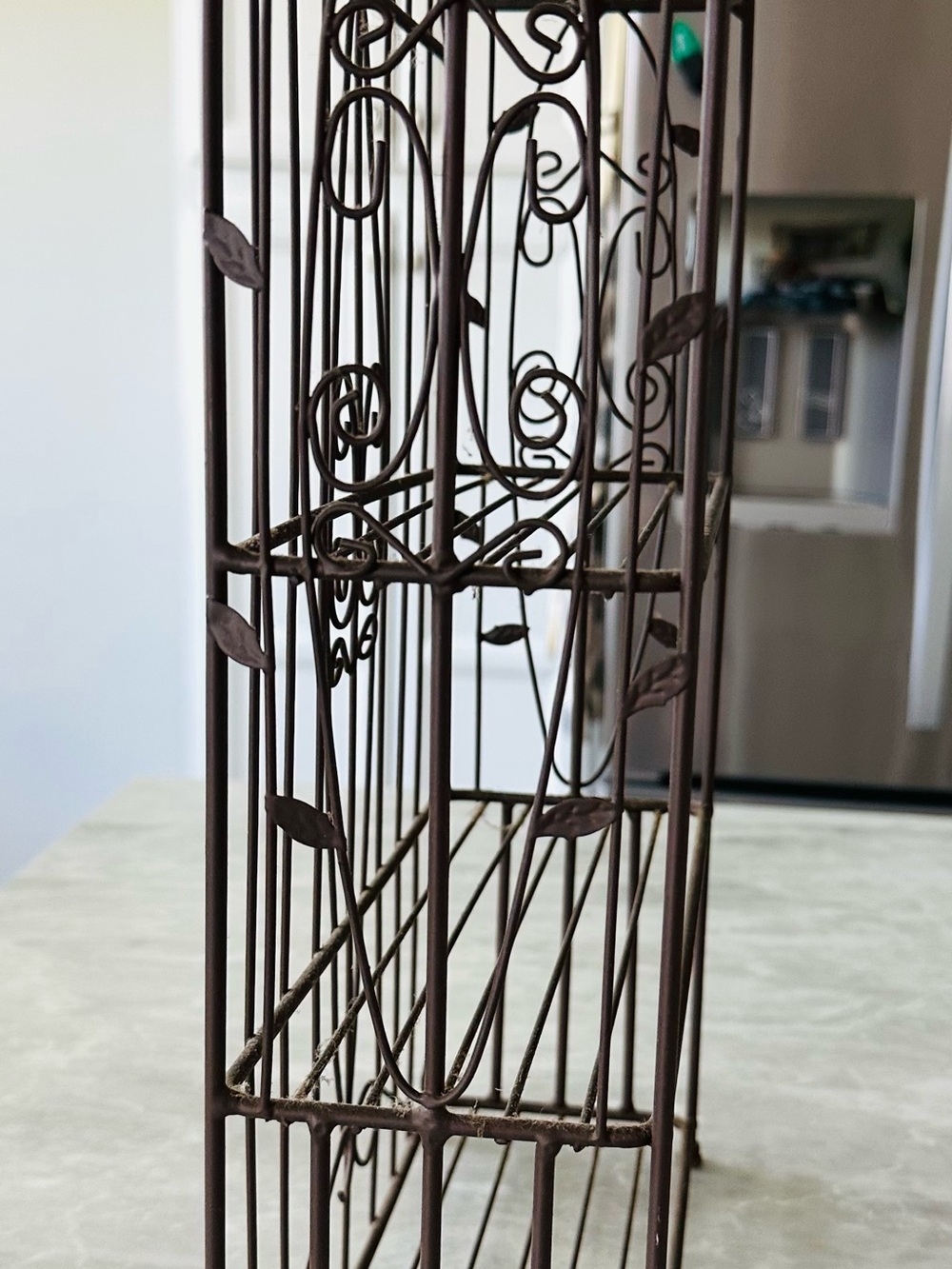 Decorative Brown Metal Wire Shelf - Elegant Scroll Design - Picture 2 of 4